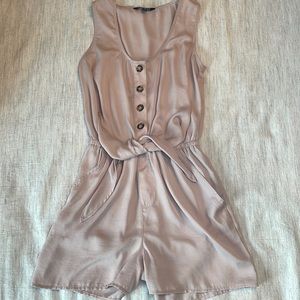 Button down tie romper